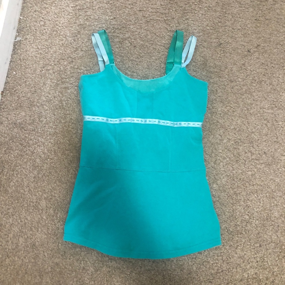Lululemon Turquoise Spaghetti Strap Tank Top Size M Beautiful - Picture 2 of 7